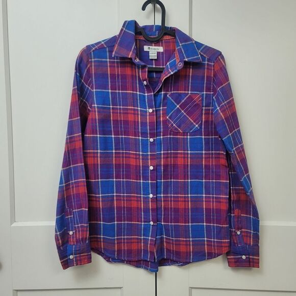 Tractr girls plaid flannel long sleeve snap button top, large 14/16 - Picture 2 of 7